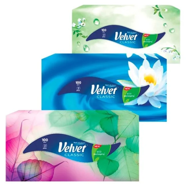 Kozmetické utierky 2-vrstvové Velvet Classic 100ks 