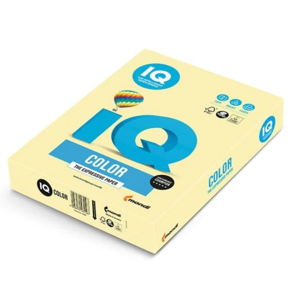 Farebný papier IQ color žltá pastelová YE23, A4, 80g 