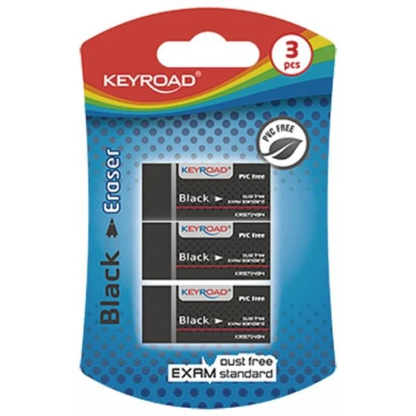 Guma KEYROAD Black, blister 3 ks, čierna 