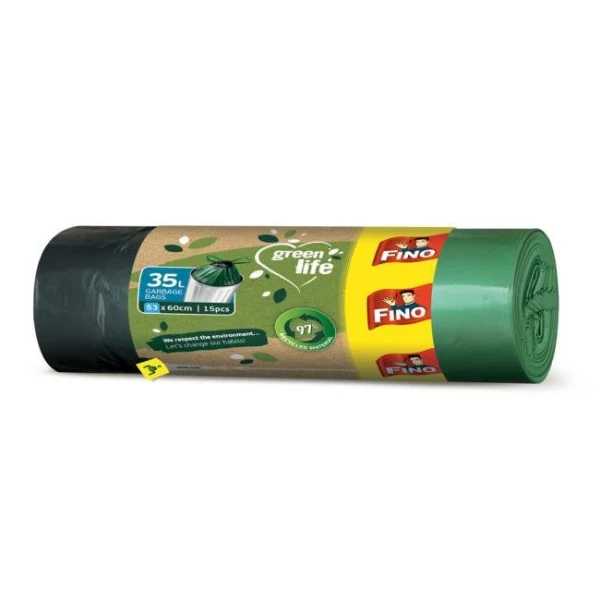 Vrecia zaťahovacie FINO Green Life Easy 35 ℓ, 22 mic., 53 x 60 cm (15 ks) 
