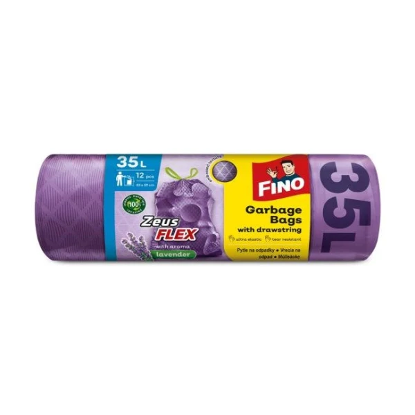 Vrecia zaťahovacie FINO Zeus FLEX AROMATIC 35 ℓ, 28 mic. 53 x 59 cm, fialové (12 ks) 