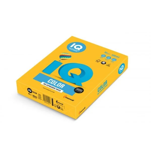 Farebný papier IQ color slnečne žltý SY40, A4, 80g 