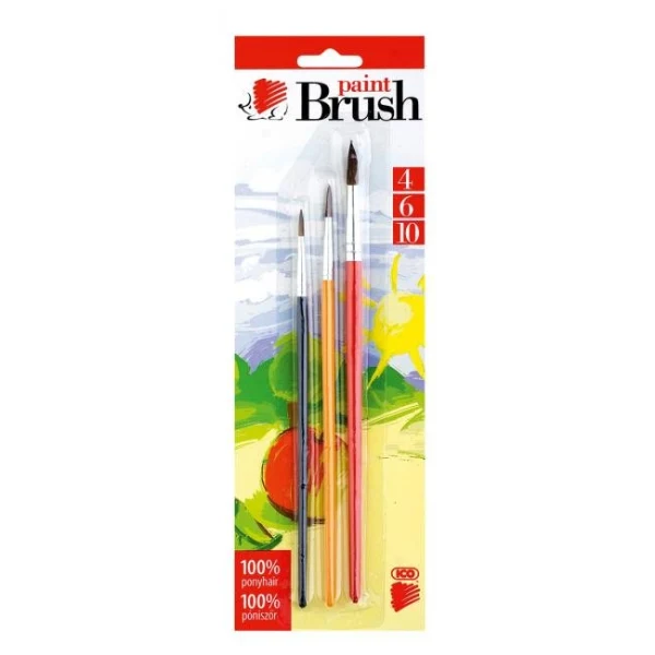 Sada štetcov 3ks 4-6-10 guľaté, farebná rúčka 