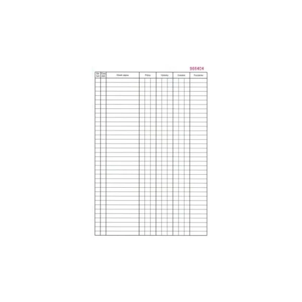 Pokladničná kniha, A4, číslovaná, bez priepisu, 50 listov 