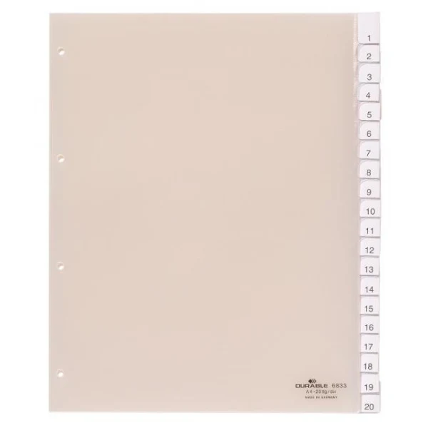 Plastový rozraďovač DURABLE s výmennými indexami 20-dielny maxi 