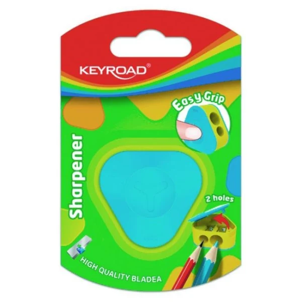 Strúhadlo KEYROAD plastové s dvomi otvormi, blister, mix farieb 