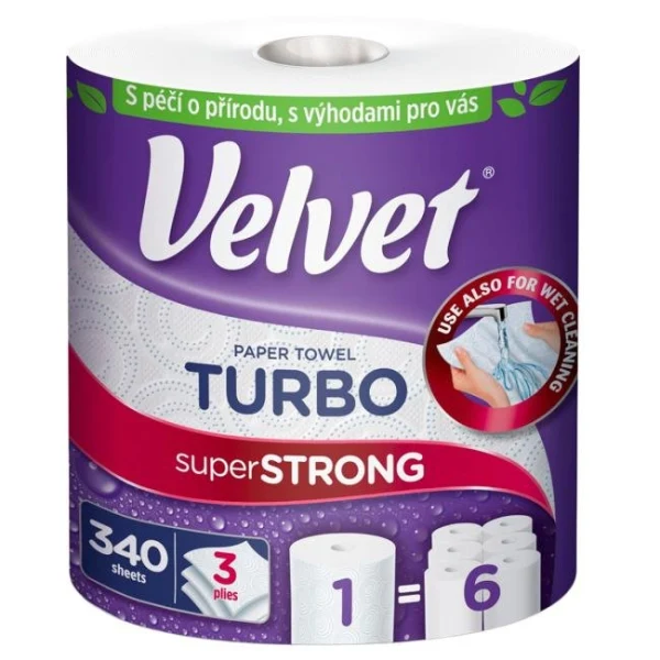 Kuchynské utierky 3-vrstvové Velvet Turbo 1ks, 75,82m 