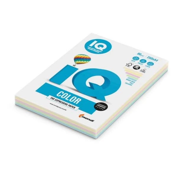 Farebný papier IQ color 5x20 mix pastelové farby, A4, 160g 