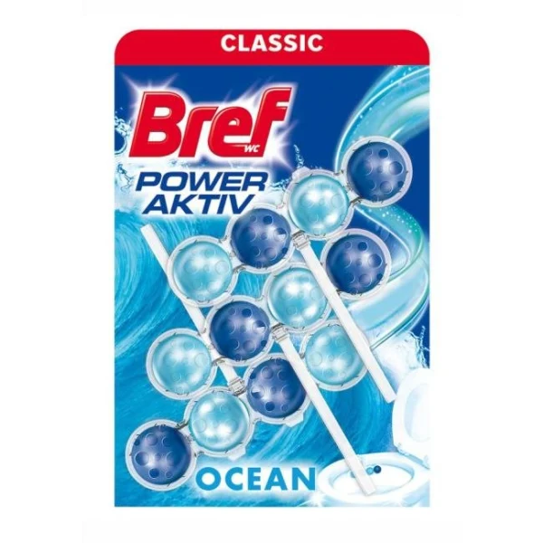 Bref Power Aktiv WC závesný blok tuhý 3 x 50 g Oceán 