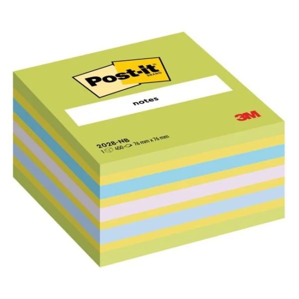 Samolepiaci bloček Post-it 76 x 76 mm, neónová zelená, mix farieb 