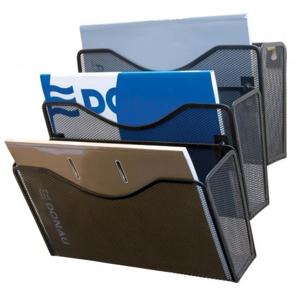 Drôtený stojan nástenný s 3 odkladačmi 325x230x330mm čierny 