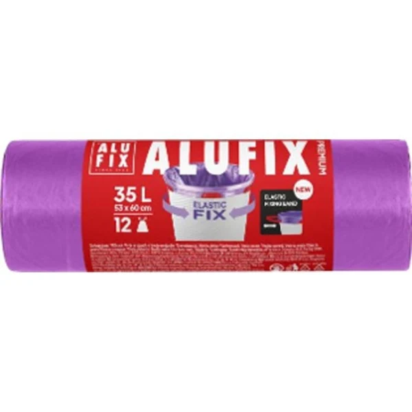 Vrecia na odpadky zaťahovacie Elastic FIX LDPE 53x60cm 35 ℓ/12ks 22mic fialové 