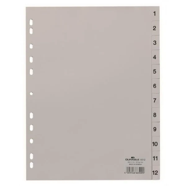 Plastový rozraďovač DURABLE 1-12 sivý 