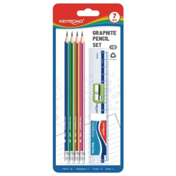Súprava školských pomôcok KEYROAD, blister 7 ks, mix farieb 