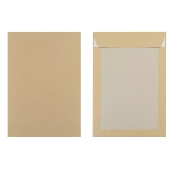 Poštové obálky C4 s páskou, s kartónovou zadnou stranou hnedé 
