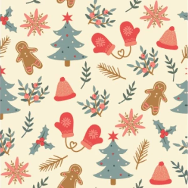 Vianočné servítky 3-vrstvové HARMONY 33x33cm Červené rukavice 20 ks 