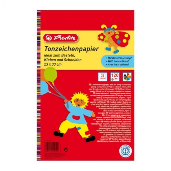 Farebný papier Herlitz 20 listov 33x23cm lep.blok 120g 