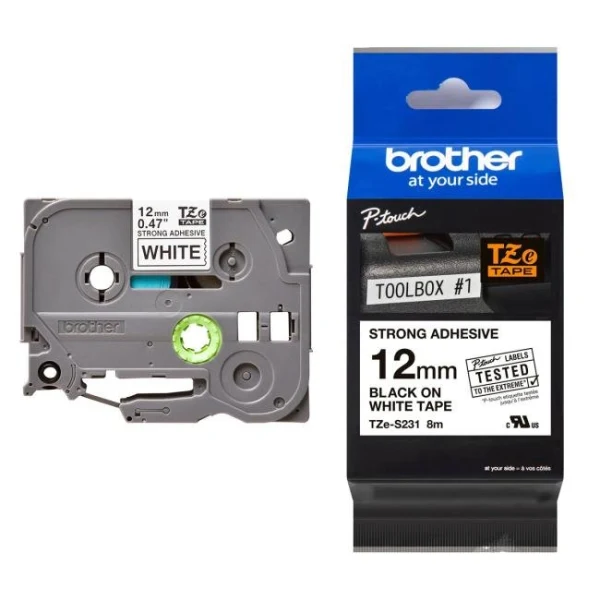 Samolepiaca páska Brother TZe-S231 12 mm biela/čierna 