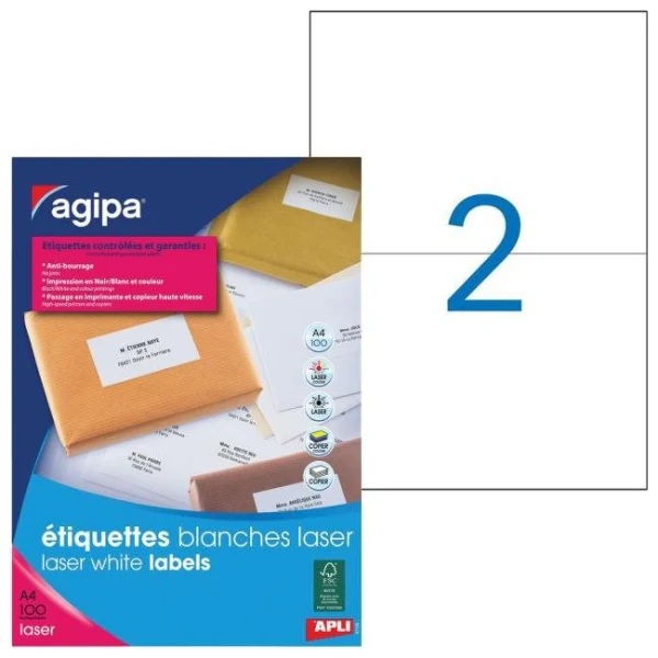 Etikety laser 210x148mm Agipa A4 100 hárkov 