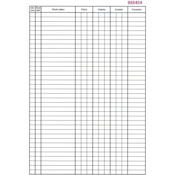 Pokladničná kniha, A4, číslovaná, 50x2listy 