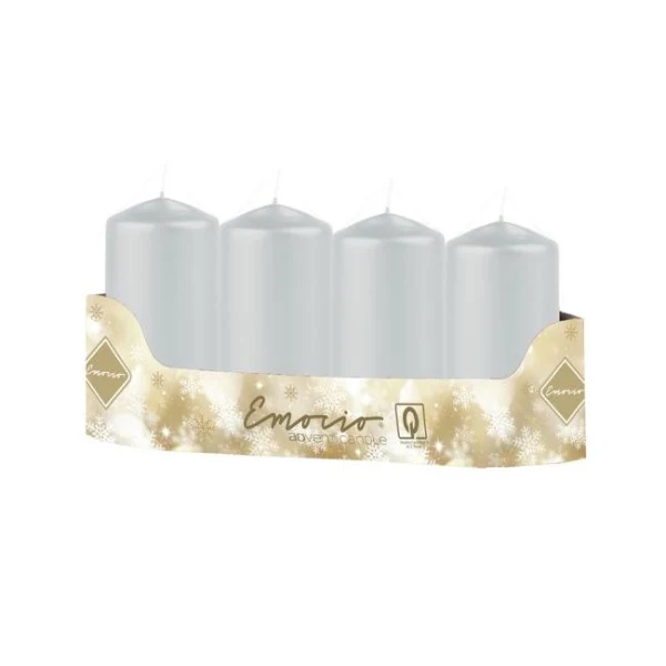 Emocio Valec 4ks 50x100 mm Metal strieborné. Sviečky 