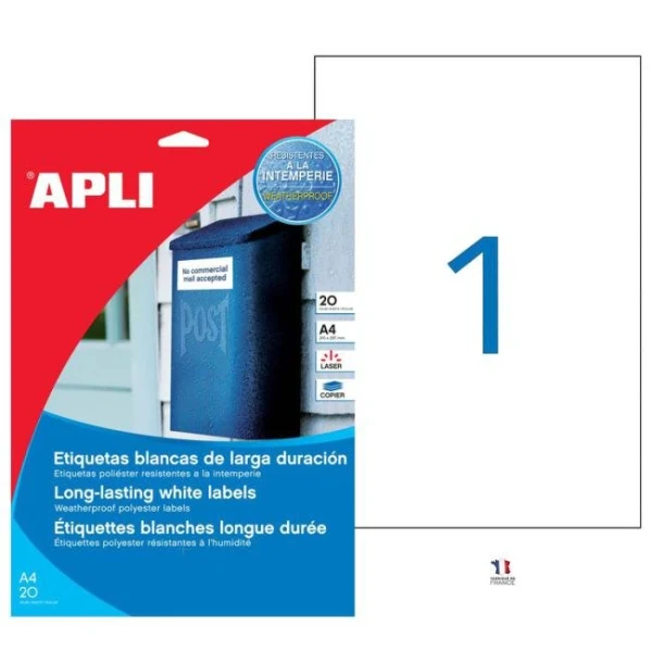 Etikety polyesterové 210x297mm APLI 20 hárkov 