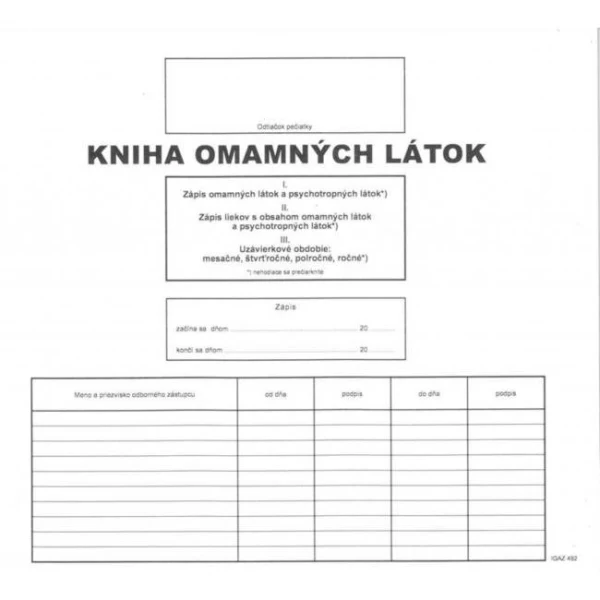 Kniha omamných látok 56 listov 