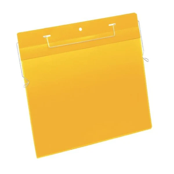 Závesné vrecko s drôteným vešiakom na šírku A4 50 ks žlté 