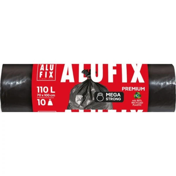 Vrecia na odpadky mega, 110 ℓ / 10 ks, 80mic., 70 x 100 cm čierne, LDPE 