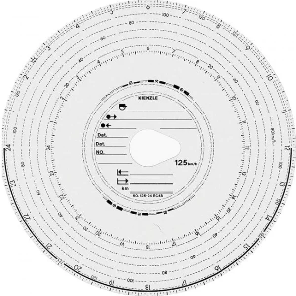 Tachografické kotúče Kienzle 125-24 4B, 100 kusov 