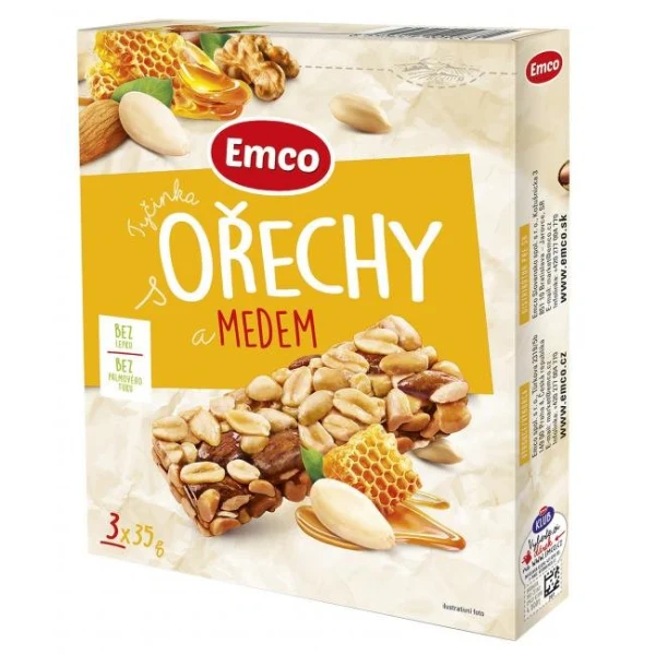 Tyčinka Emco s orechami a medom 3 x 35 g 