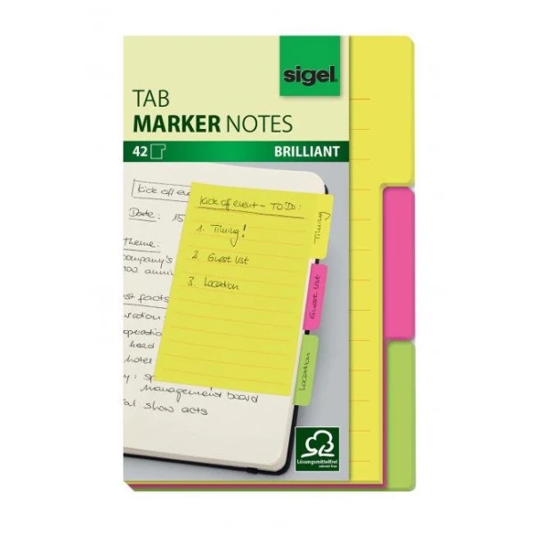Záložky samolepiace značkovacie na poznámky, 98x148mm,42 hárkov 3 farby 