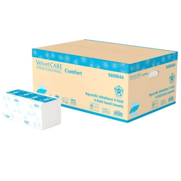 Papierové utierky skladané ZZ 2-vrstvové VELVET CARE 100%celulóza, 25x23 cm (20bal.) 