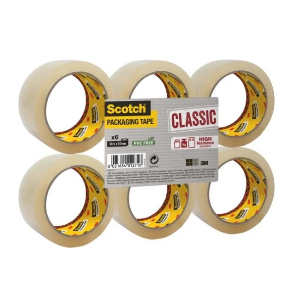 Baliaca lepiaca páska Scotch , neobsahuje PVC, priehľadná, 48 mm x 50 m, 6 roliek 