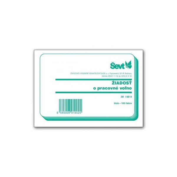 Tlačivo Žiadosť o pracovné voľno, A6, 100 listov 