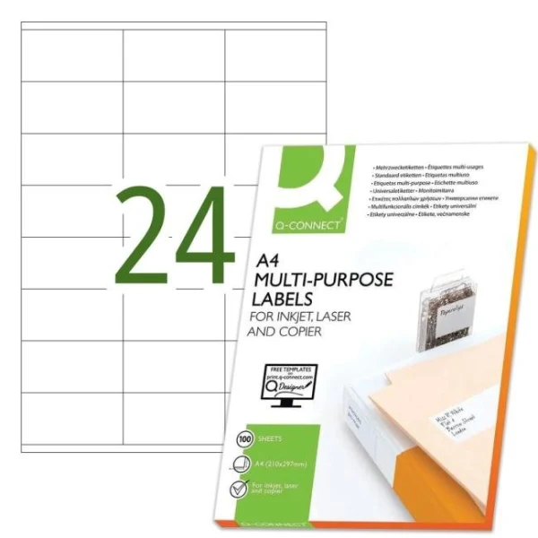 Etikety univerzálne 70x36mm Q-CONNECT A4 100 hárkov 