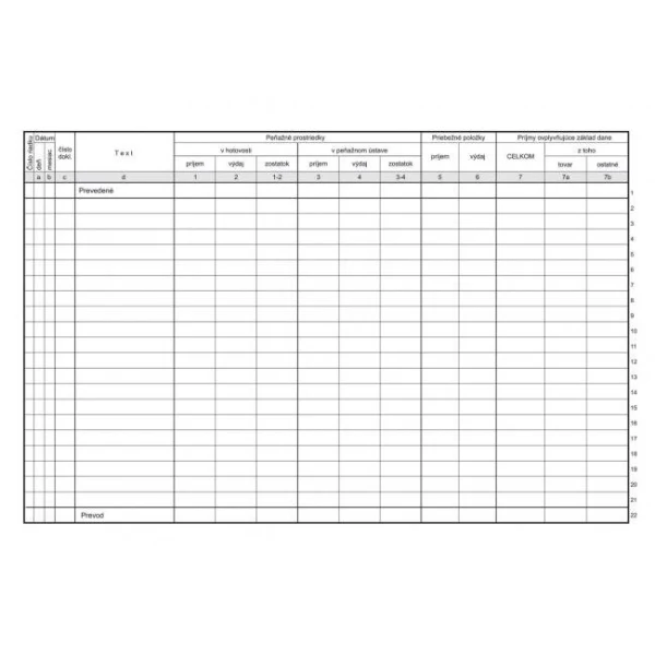 Peňažný denník podnikateľa, A4, 30 listov 