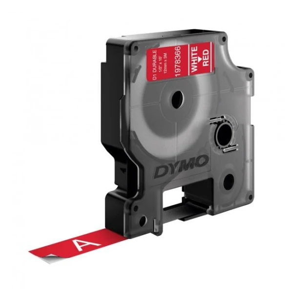 Permanentná vinylová páska Dymo D1 12 mm červená/biela 