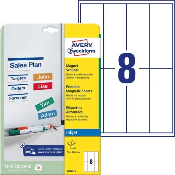 Magnetické popisovacie štítky Avery 50mm x 140m 