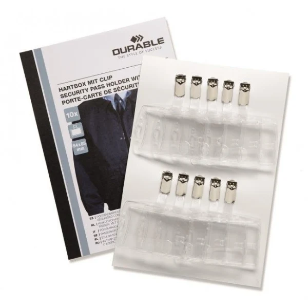 Visačka na plastovú kartu so štipcom DURABLE 85x54mm 10ks 