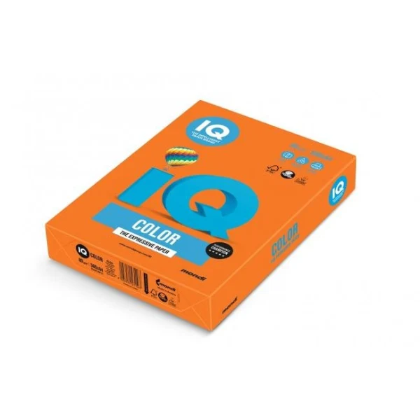 Farebný papier IQ color oranžový OR43, A4, 160g 