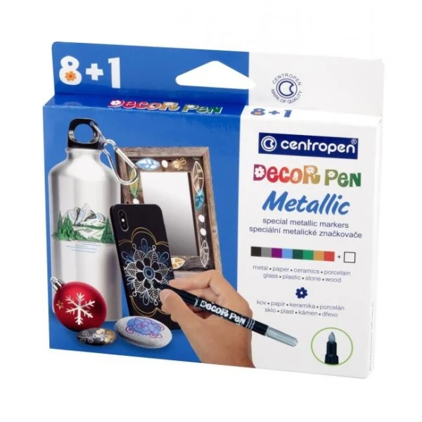 Sada popisovačovCentropen 2737 Decor pen metallic 8+1ks 